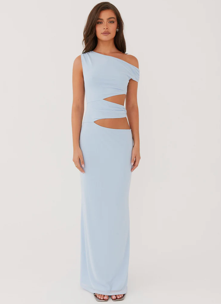 Margot One Shoulder Maxi - Blue