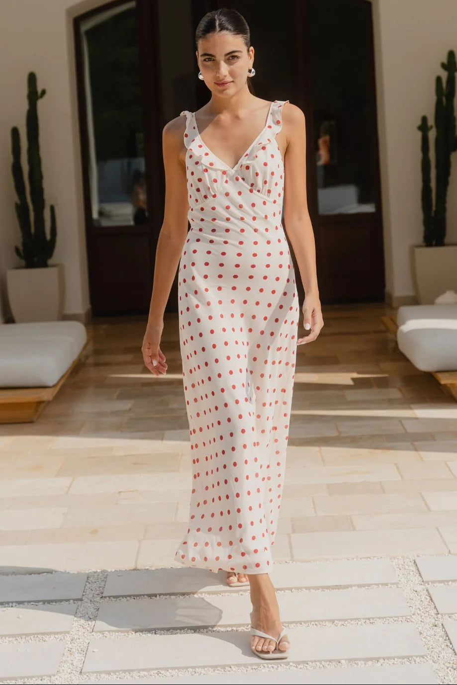 Delightful Cream Cherry Slip Maxi