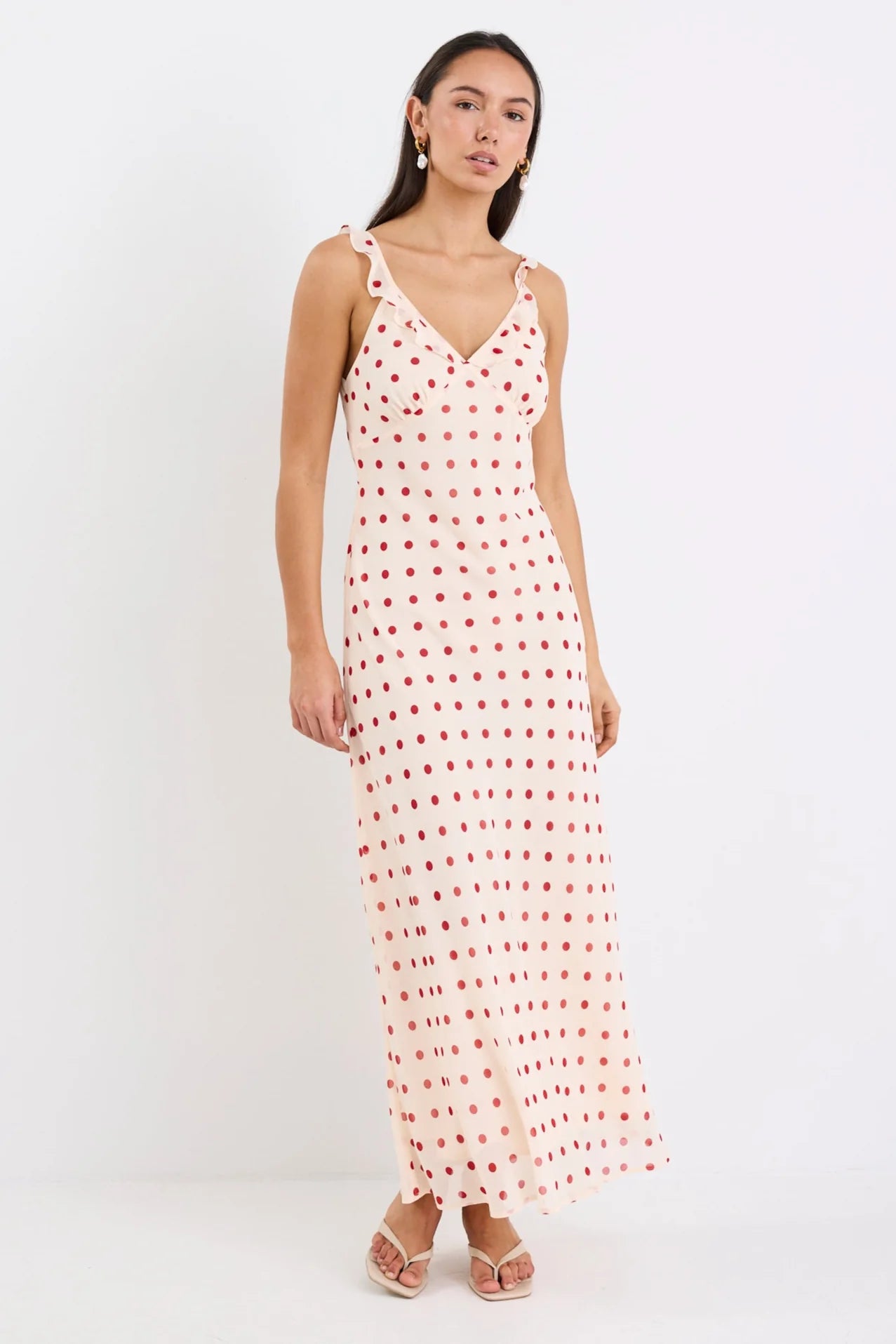Delightful Cream Cherry Slip Maxi