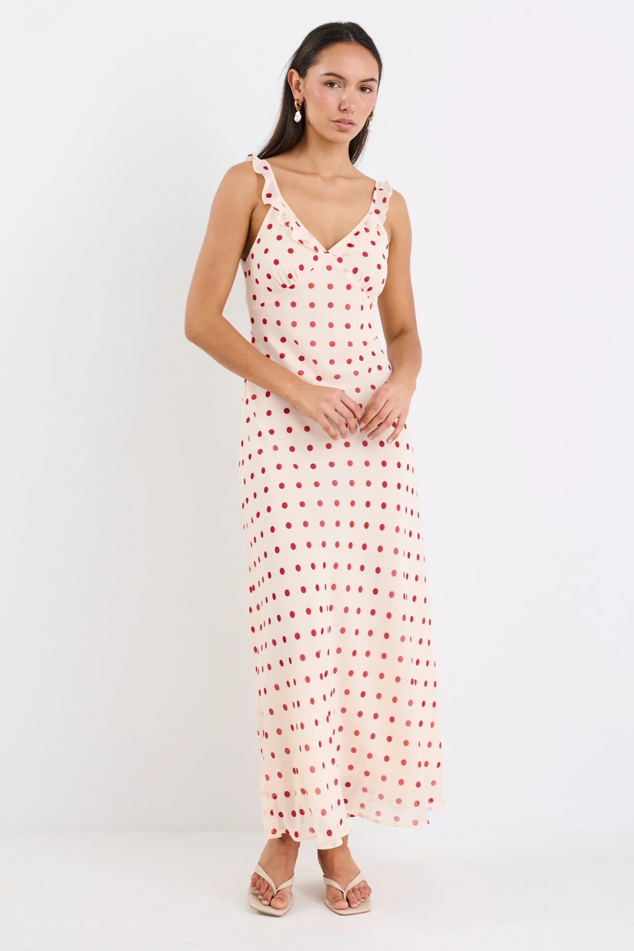 Delightful Cream Cherry Slip Maxi