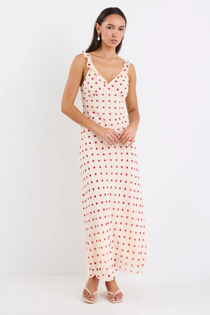 Delightful Cream Cherry Slip Maxi