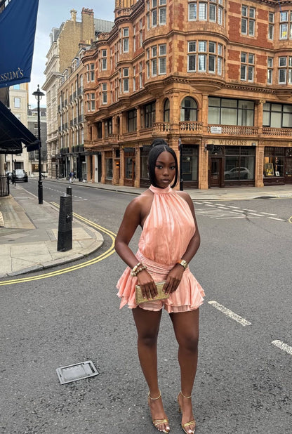 Willow Chiffon Mini Dress - Orange