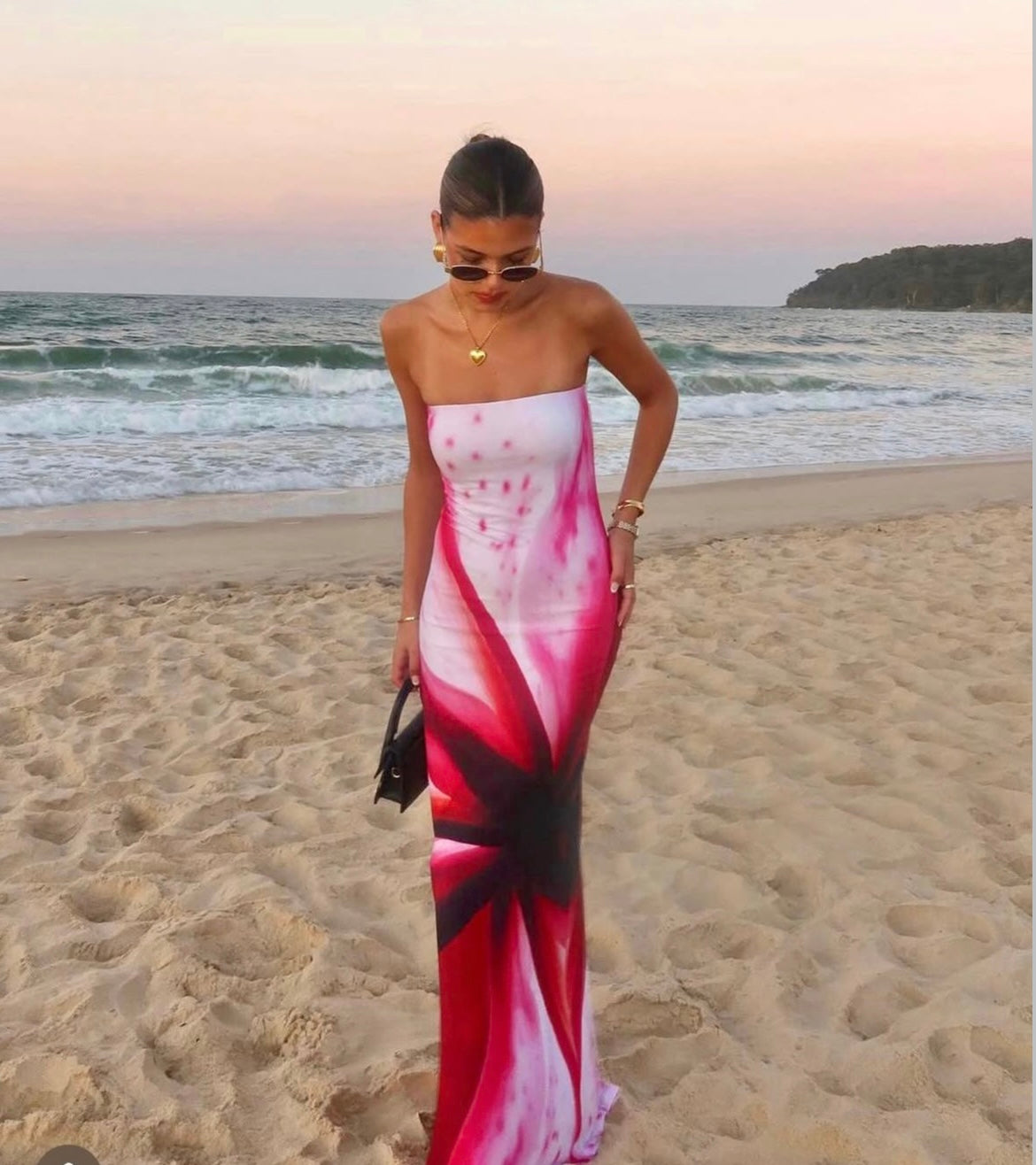 With Harper Lu strapless slip dress - Fuchsia mosaic