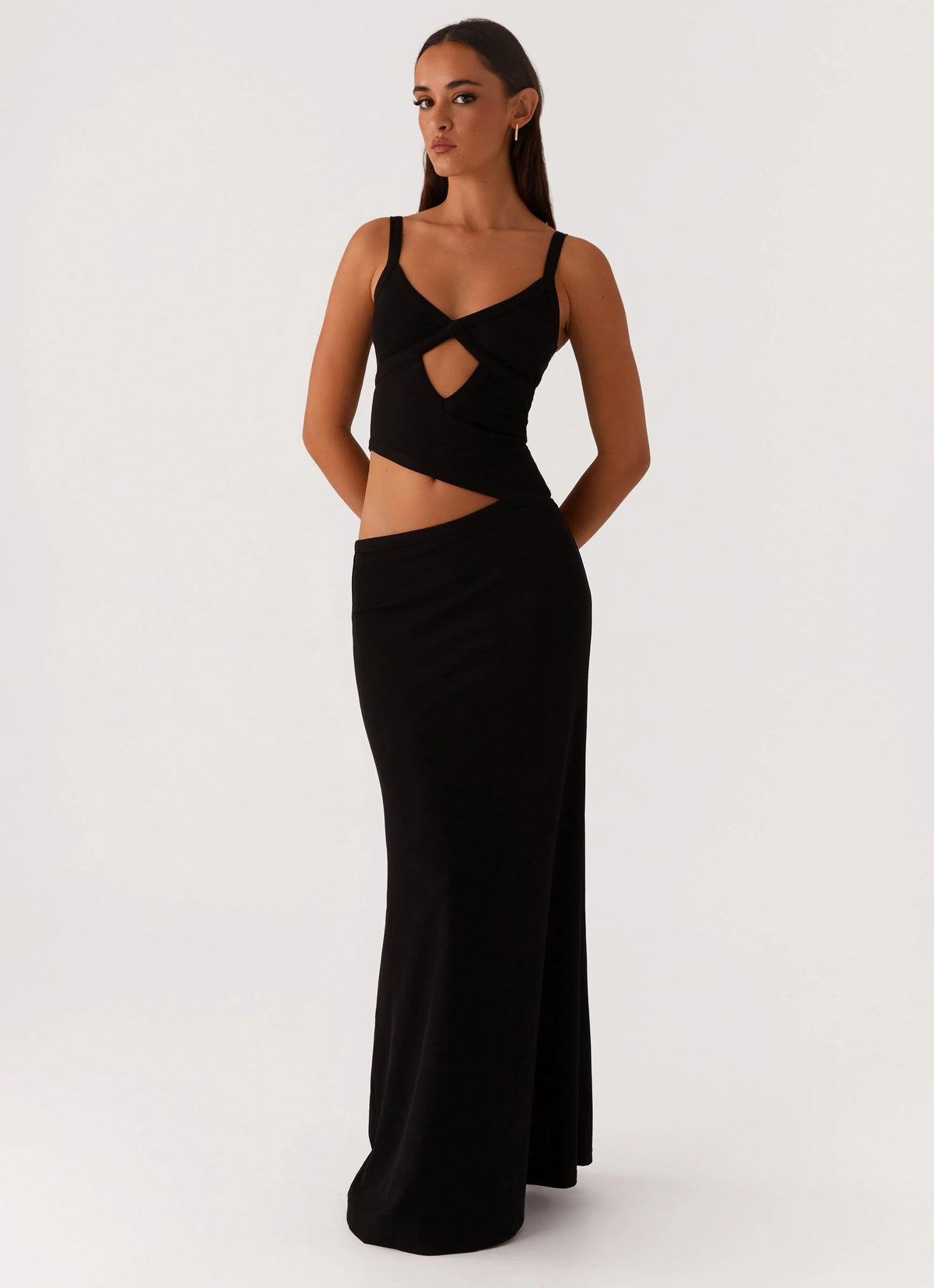 jocelyn maxi dress black Width:Narrow Lining 2 vendor sale dj Alice + Olivia Coley