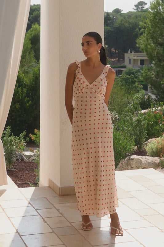 Delightful Cream Cherry Slip Maxi